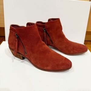 Sam Edelman Packer Women’s Suede Ankle Booties Size 10 M Brown Side Zippers NEW